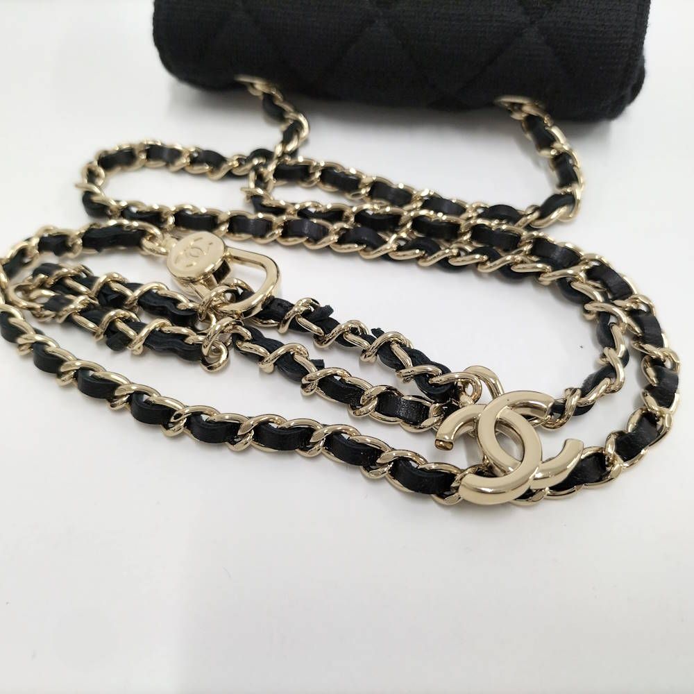 Chanel Mini Quilted Chain Shoulder Pouch Cotton Black — view 5