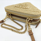 Prada Crochet Mini Pouch Chain Shoulder Bag Raffia Leather Beige — view 6
