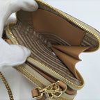 Prada Crochet Mini Pouch Chain Shoulder Bag Raffia Leather Beige — view 9