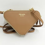 Prada Crochet Mini Pouch Chain Shoulder Bag Raffia Leather Beige — view 2