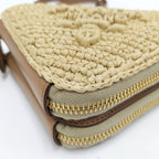 Prada Crochet Mini Pouch Chain Shoulder Bag Raffia Leather Beige — view 3