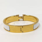 Hermes Clic Clac Bracelet Enamel Plated Gold White — view 3