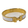 Hermes Clic Clac Bracelet Enamel Plated Gold White