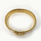 Hermes Clic Clac Bracelet Enamel Plated Gold White — view 2