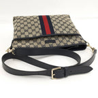 Gucci Shoulder Bag GG Canvas Leather Gray Navy — view 6