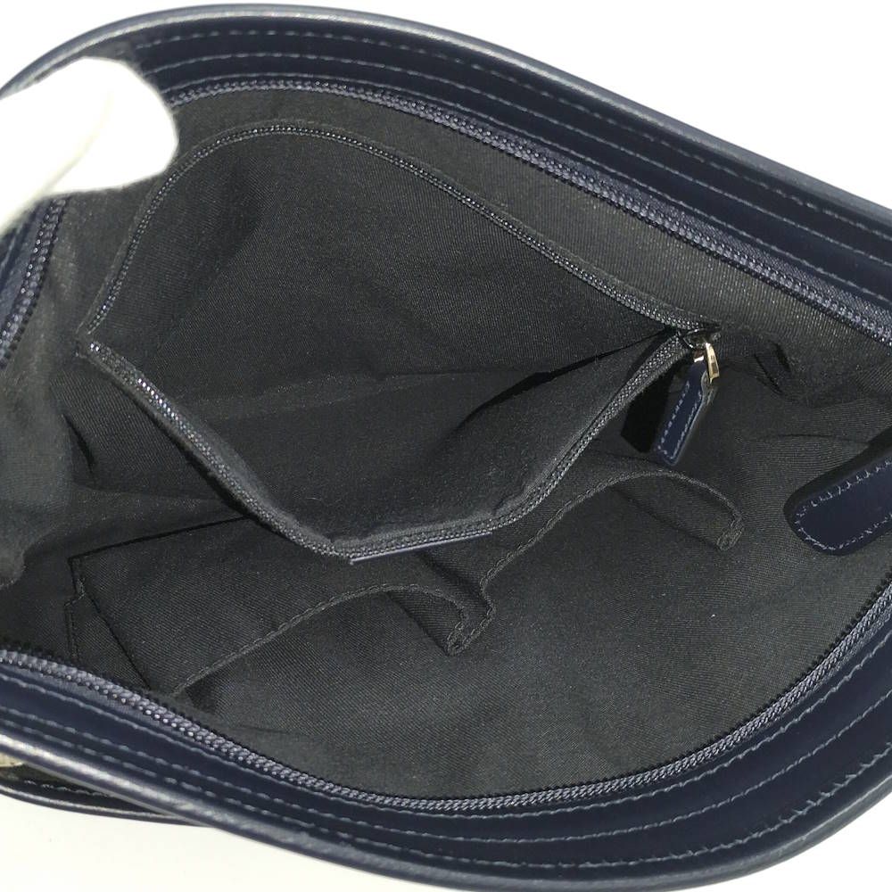 Gucci Shoulder Bag GG Canvas Leather Gray Navy — view 8