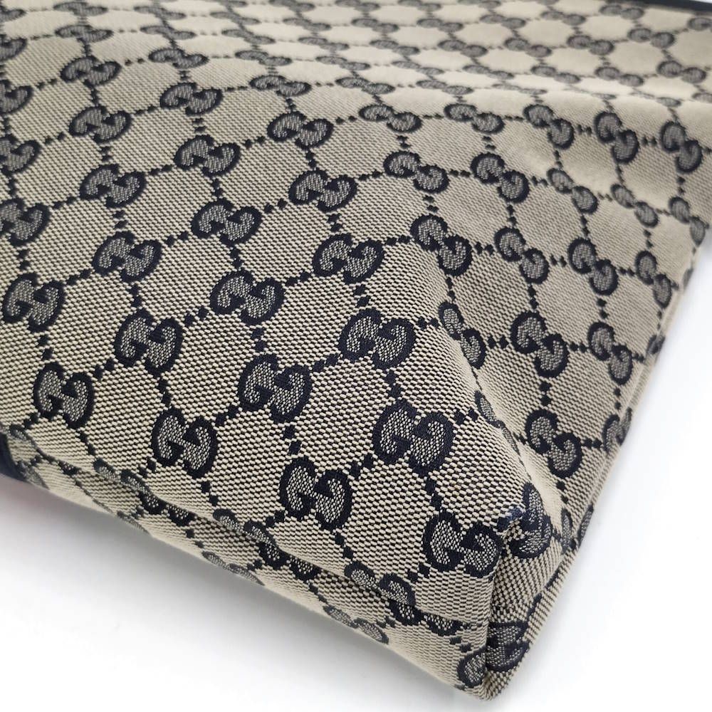 Gucci Shoulder Bag GG Canvas Leather Gray Navy — view 5
