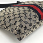 Gucci Shoulder Bag GG Canvas Leather Gray Navy — view 4