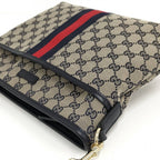 Gucci Shoulder Bag GG Canvas Leather Gray Navy — view 3