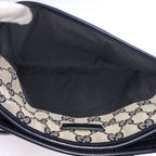 Gucci Shoulder Bag GG Canvas Leather Gray Navy — view 9