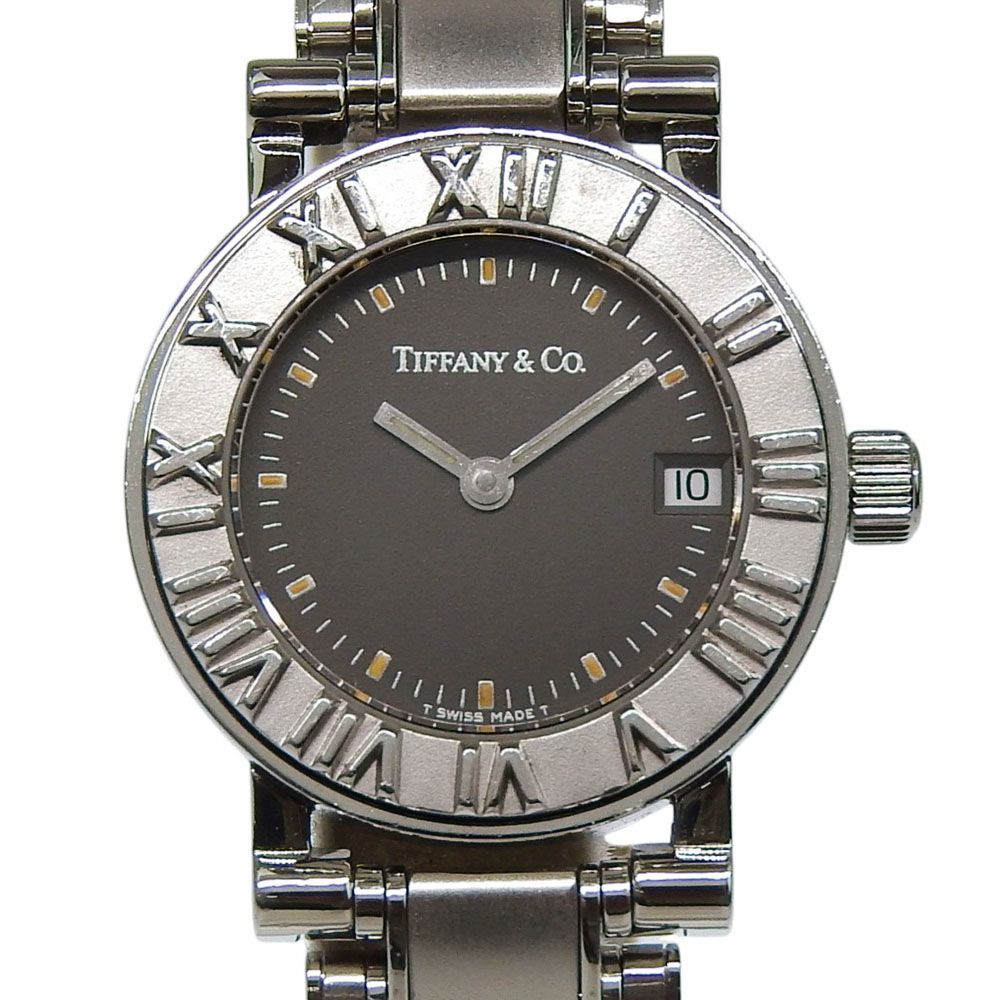 Tiffany & Co Atlas Stainless Steel Quartz Analog Display Gray Dial Watch