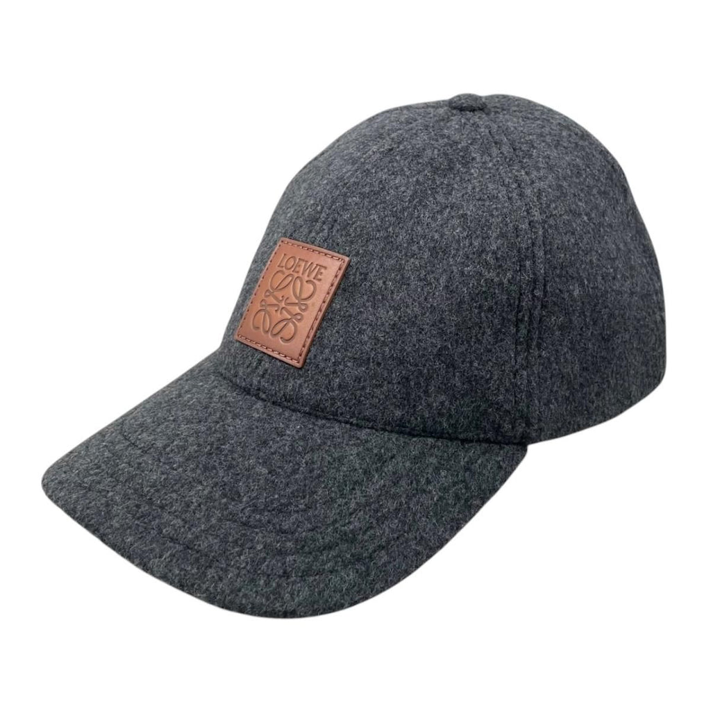 Loewe Hat Patch Cap M Wool Nylon Anagram Logo Gray Brown
