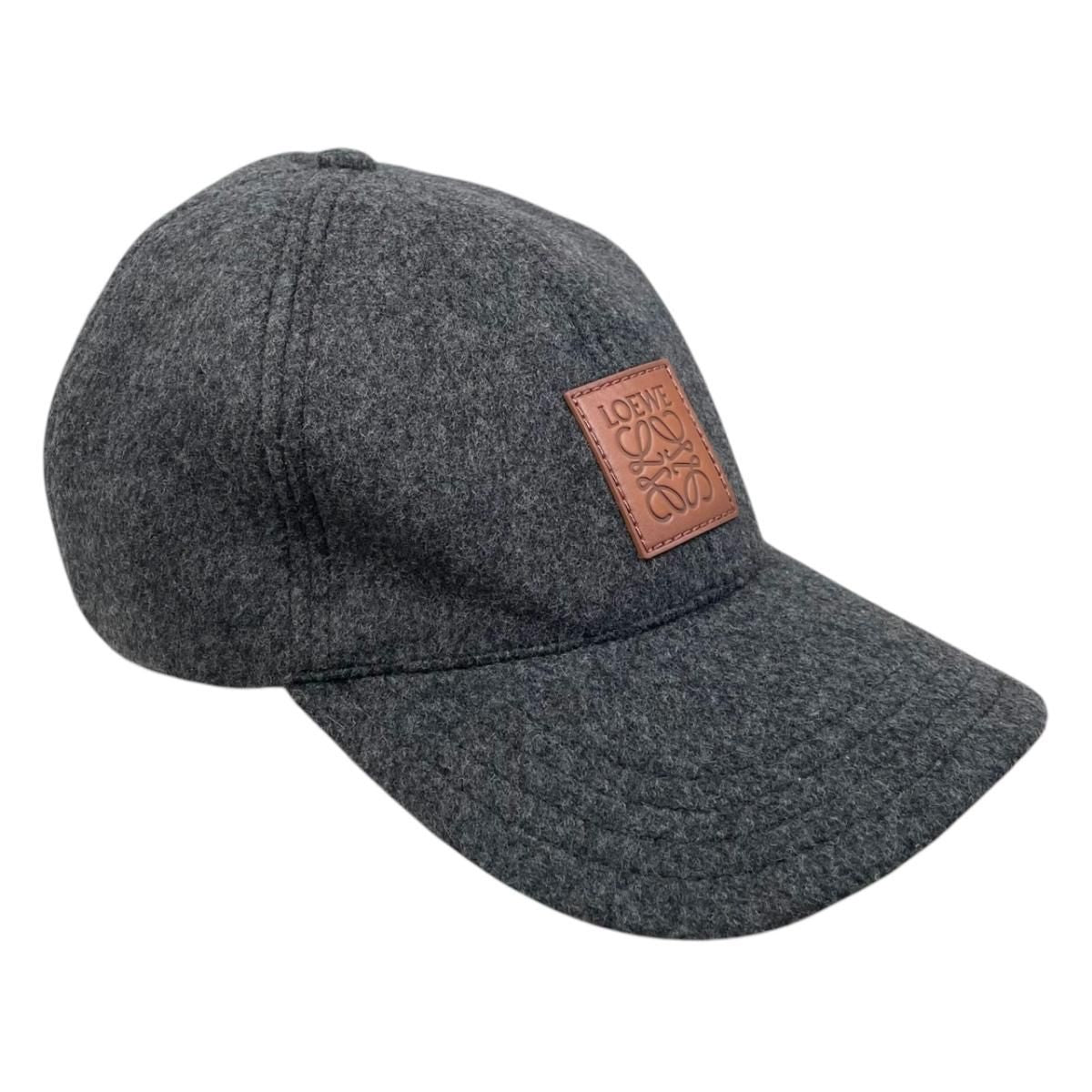 Loewe Hat Patch Cap M Wool Nylon Anagram Logo Gray Brown — view 2