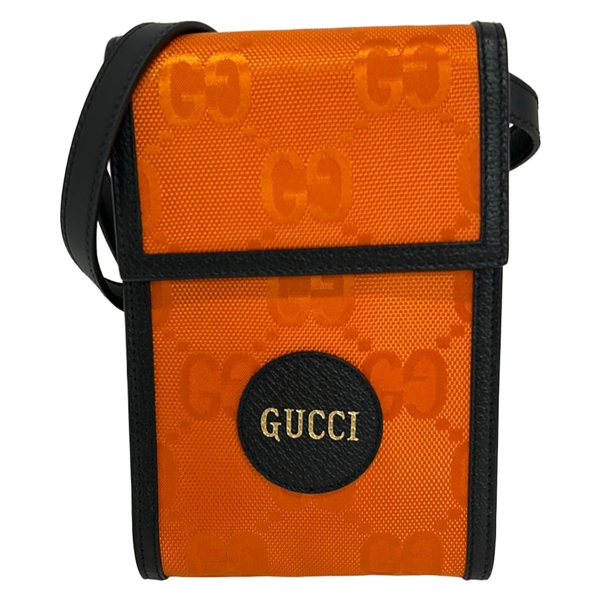 Gucci Shoulder Bag Off the Grid Orange Black Detachable Strap Leather