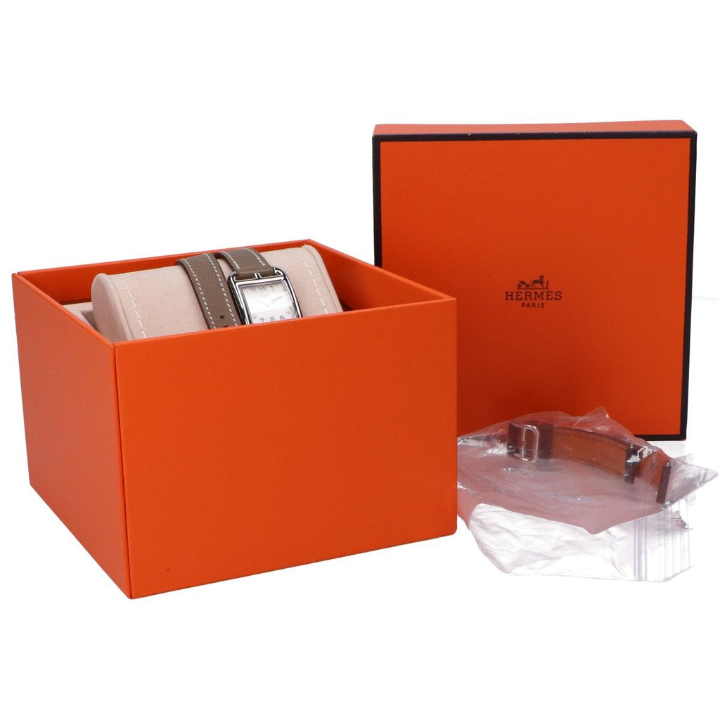 Hermes Polished Cape Cod PM Double Tour Silver Dial SS Swift Quartz Watch — view 8
