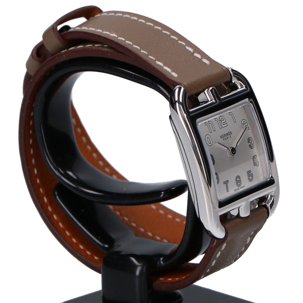 Hermes Polished Cape Cod PM Double Tour Silver Dial SS Swift Quartz Watch — view 5