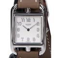 Hermes Polished Cape Cod PM Double Tour Silver Dial SS Swift Quartz Watch