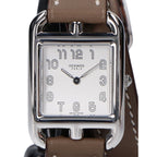 Hermes Polished Cape Cod PM Double Tour Silver Dial SS Swift Quartz Watch