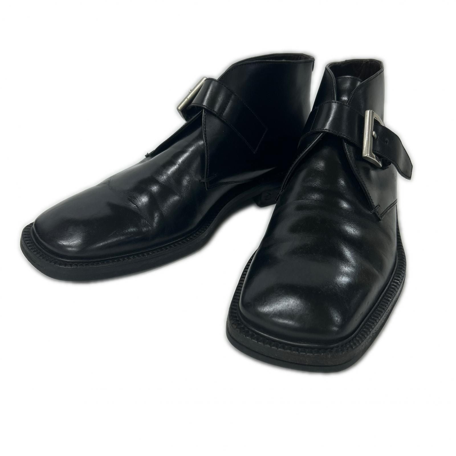 Prada Square Toe Single Monk Strap Boots