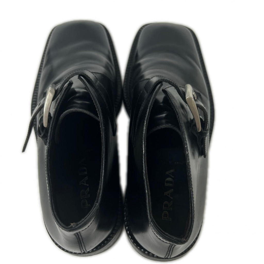 Prada Square Toe Single Monk Strap Boots — view 5