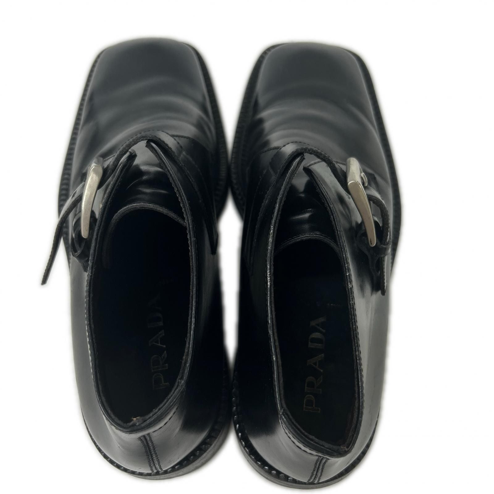 Prada Square Toe Single Monk Strap Boots — view 5