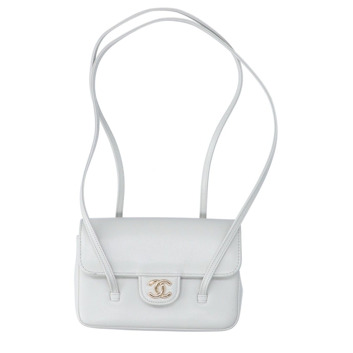 Chanel Shiny Grained Calfskin Strap Clutch Long Shoulder Mini