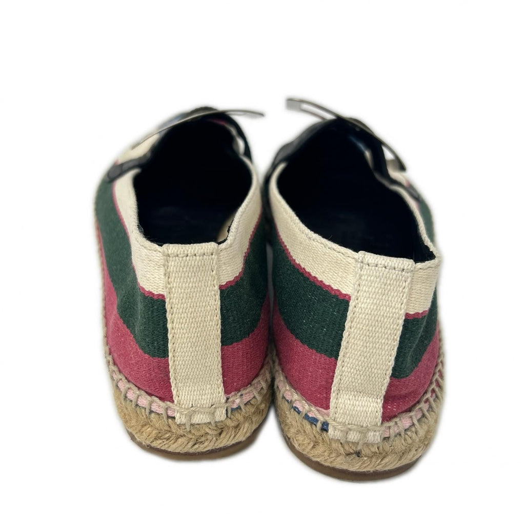 Loewe Striped Metal Buckle Espadrille Flat Shoes — view 3