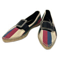 Loewe Striped Metal Buckle Espadrille Flat Shoes