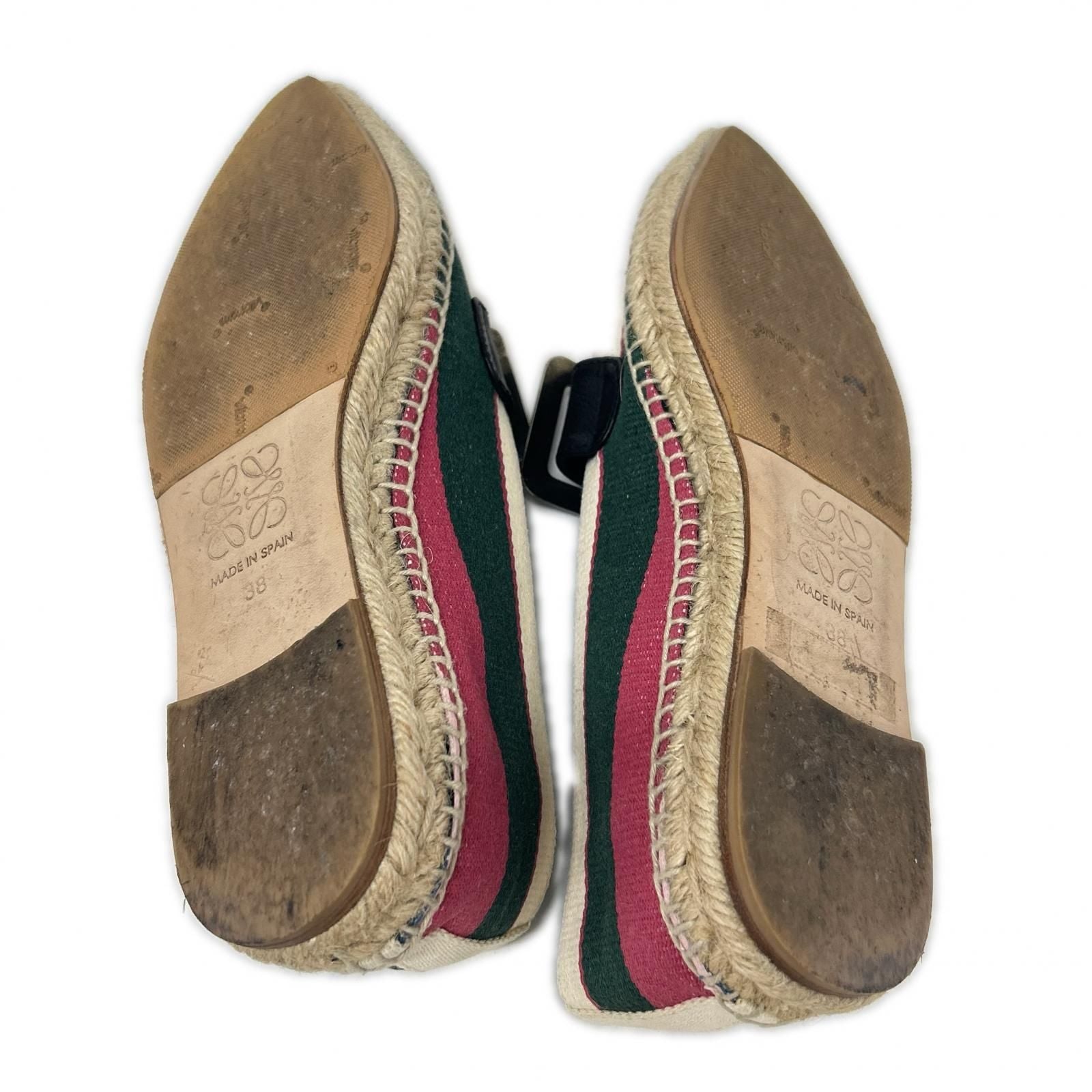 Loewe Striped Metal Buckle Espadrille Flat Shoes — view 6