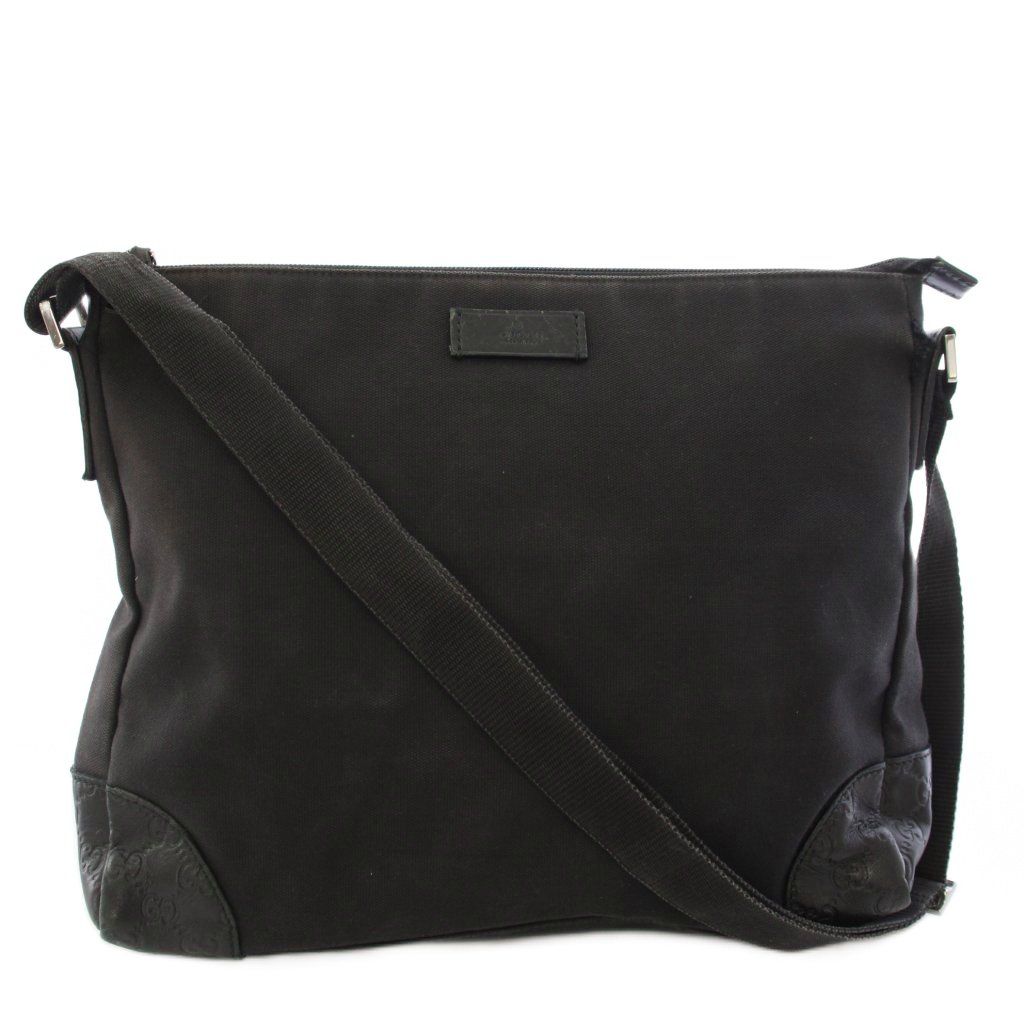 Gucci Shoulder Bag Messenger Canvas Black TK