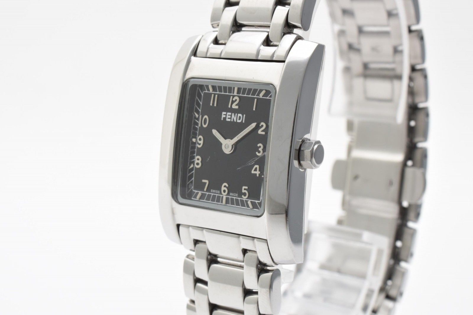 Fendi Orologi Quartz Watch Black Dial Square Case Stainless Steel