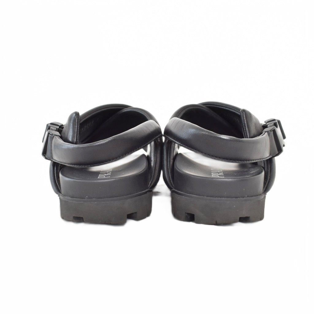Prada Monolith Triangle Logo Patted Nappa Leather Criss Cross Shoes Sandals 7 — view 3