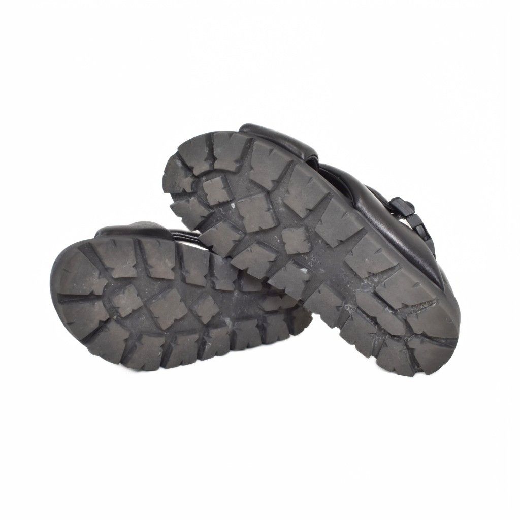 Prada Monolith Triangle Logo Patted Nappa Leather Criss Cross Shoes Sandals 7 — view 5