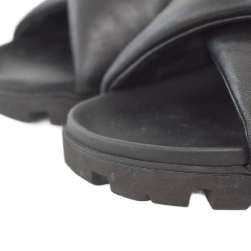 Prada Monolith Triangle Logo Patted Nappa Leather Criss Cross Shoes Sandals 7 — view 4