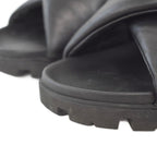 Prada Monolith Triangle Logo Patted Nappa Leather Criss Cross Shoes Sandals 7 — view 4