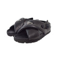 Prada Monolith Triangle Logo Patted Nappa Leather Criss Cross Shoes Sandals 7