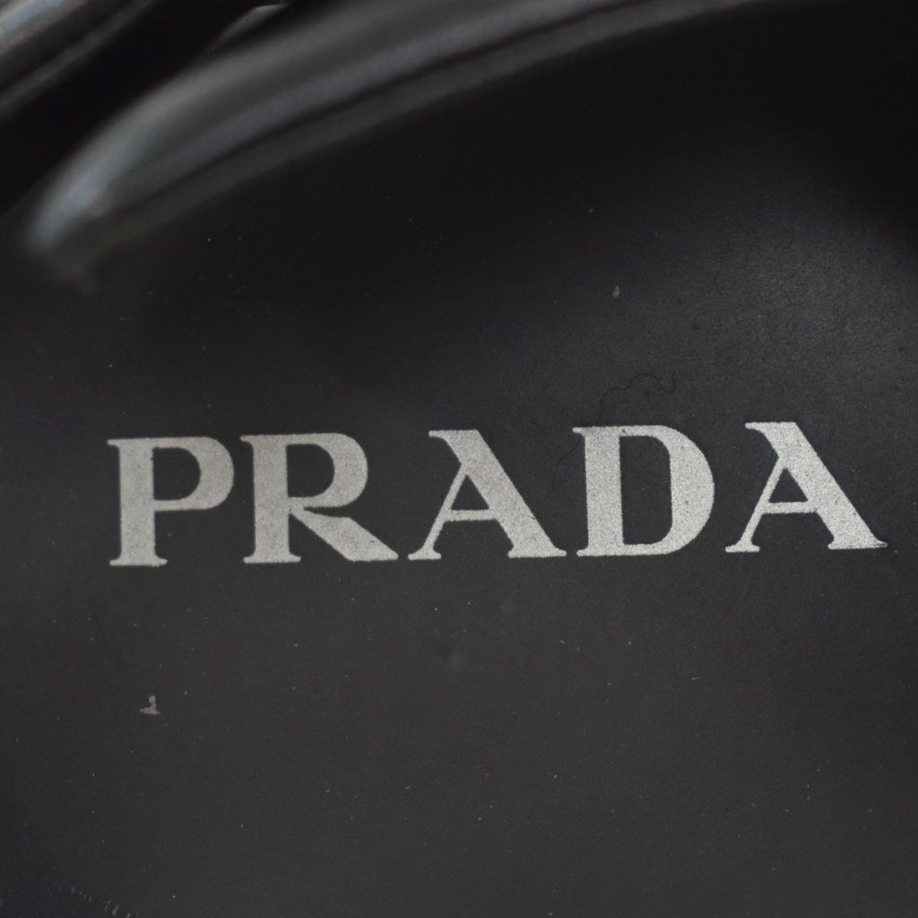 Prada Monolith Triangle Logo Patted Nappa Leather Criss Cross Shoes Sandals 7 — view 6