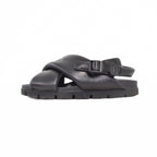 Prada Monolith Triangle Logo Patted Nappa Leather Criss Cross Shoes Sandals 7 — view 2