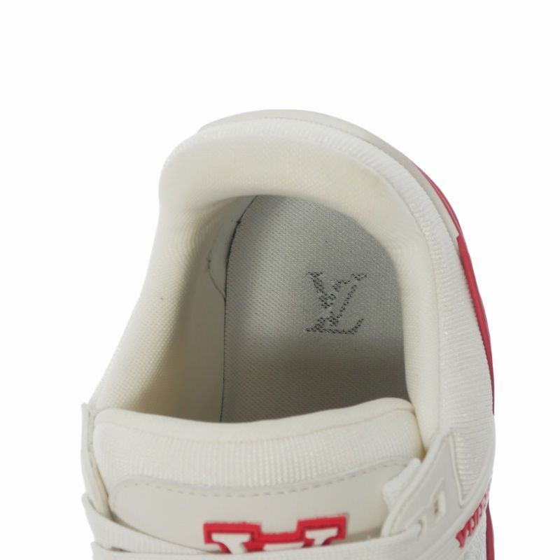 Louis Vuitton LV Trainer Calf Leather Monogram Sneakers 9 Red White — view 7