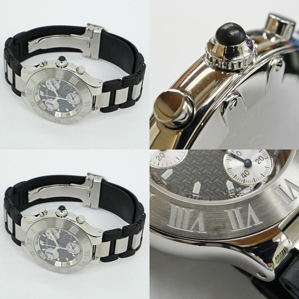 Cartier Must 21 Chrono Scarf SS Rubber Quartz Watch — view 8
