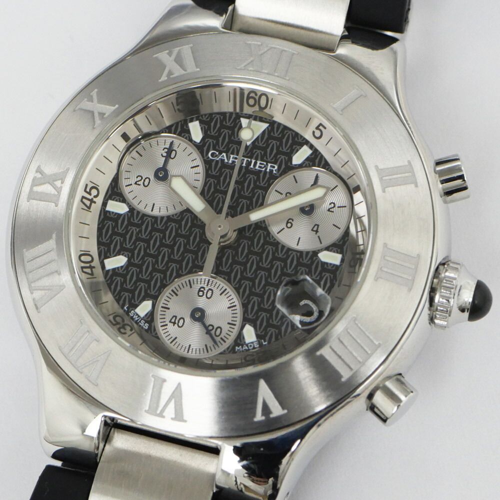 Cartier Must 21 Chrono Scarf SS Rubber Quartz Watch — view 3