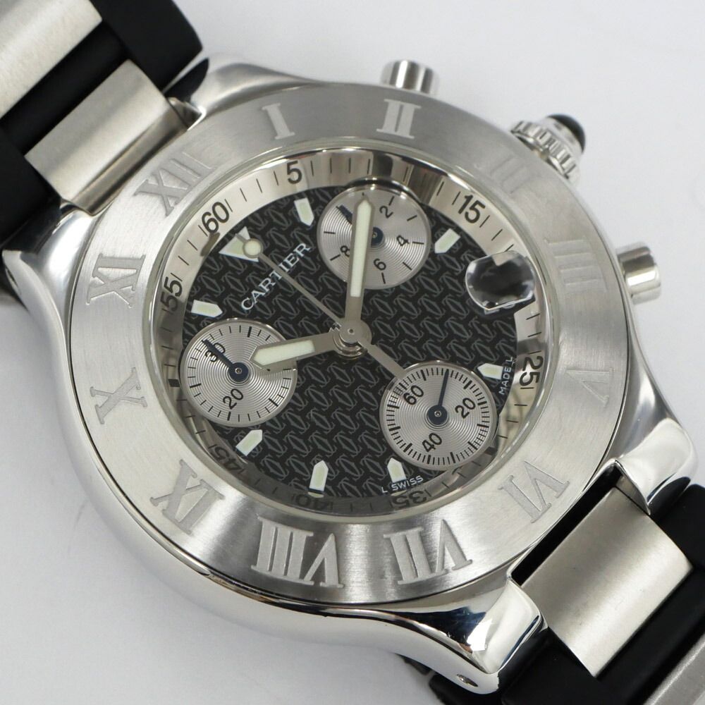 Cartier Must 21 Chrono Scarf SS Rubber Quartz Watch — view 2
