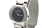 Fendi Orologi Quartz Watch Black Dial FF Logo Bracelet Stainless Steel