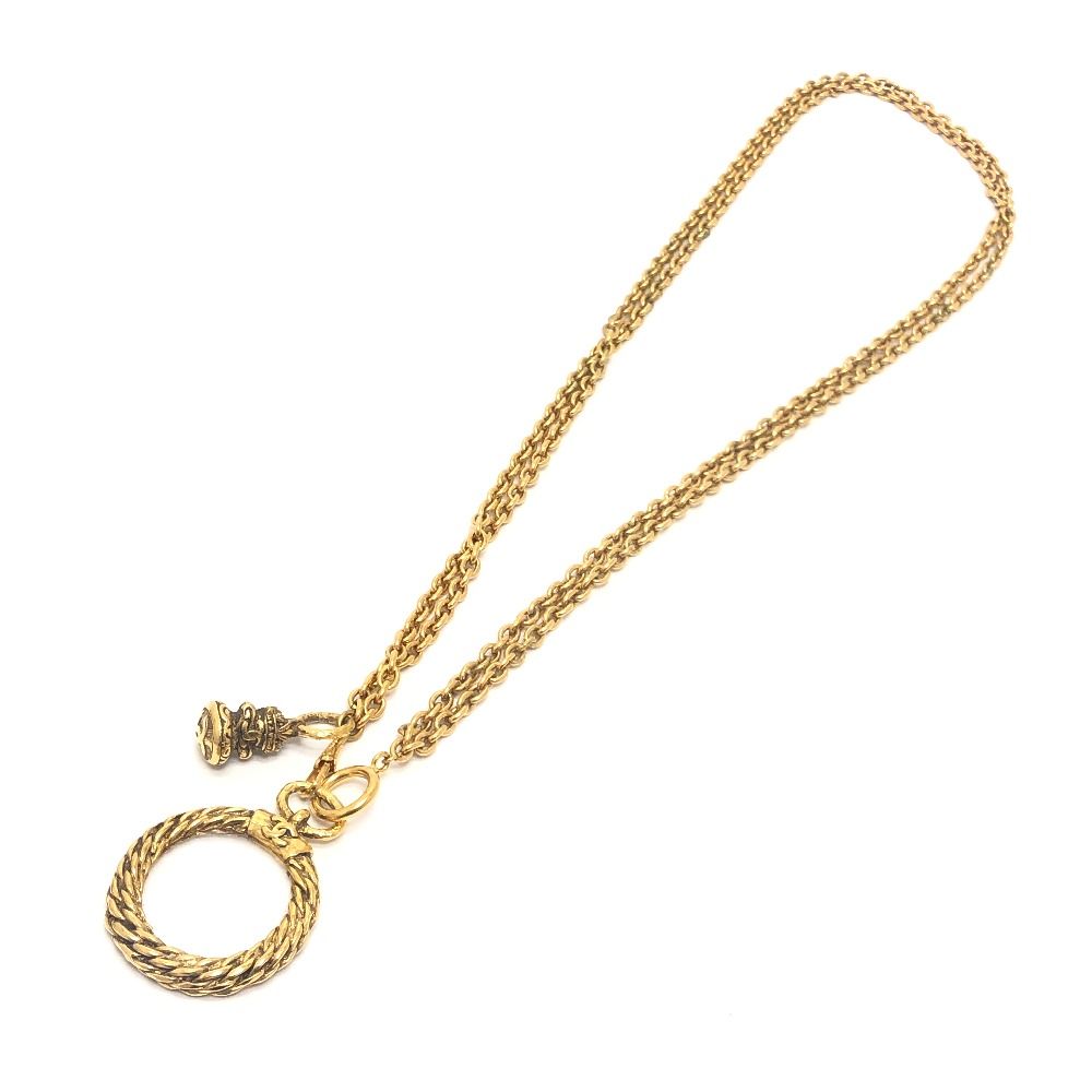 Chanel Necklace Loupe Chain Metal Gold