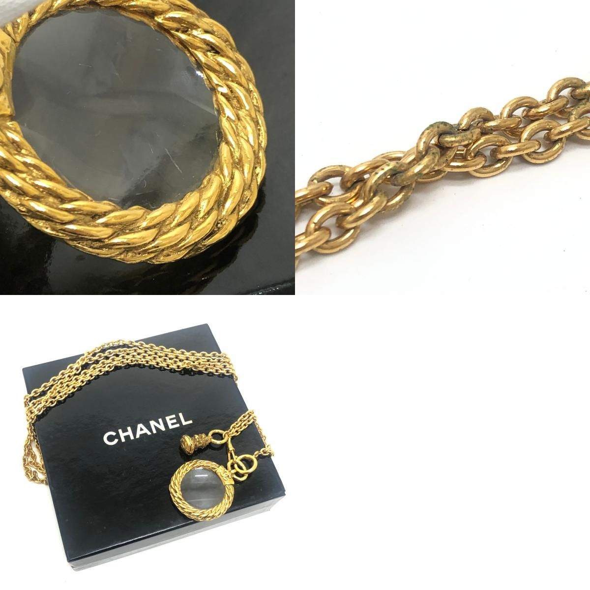 Chanel Necklace Loupe Chain Metal Gold — view 9
