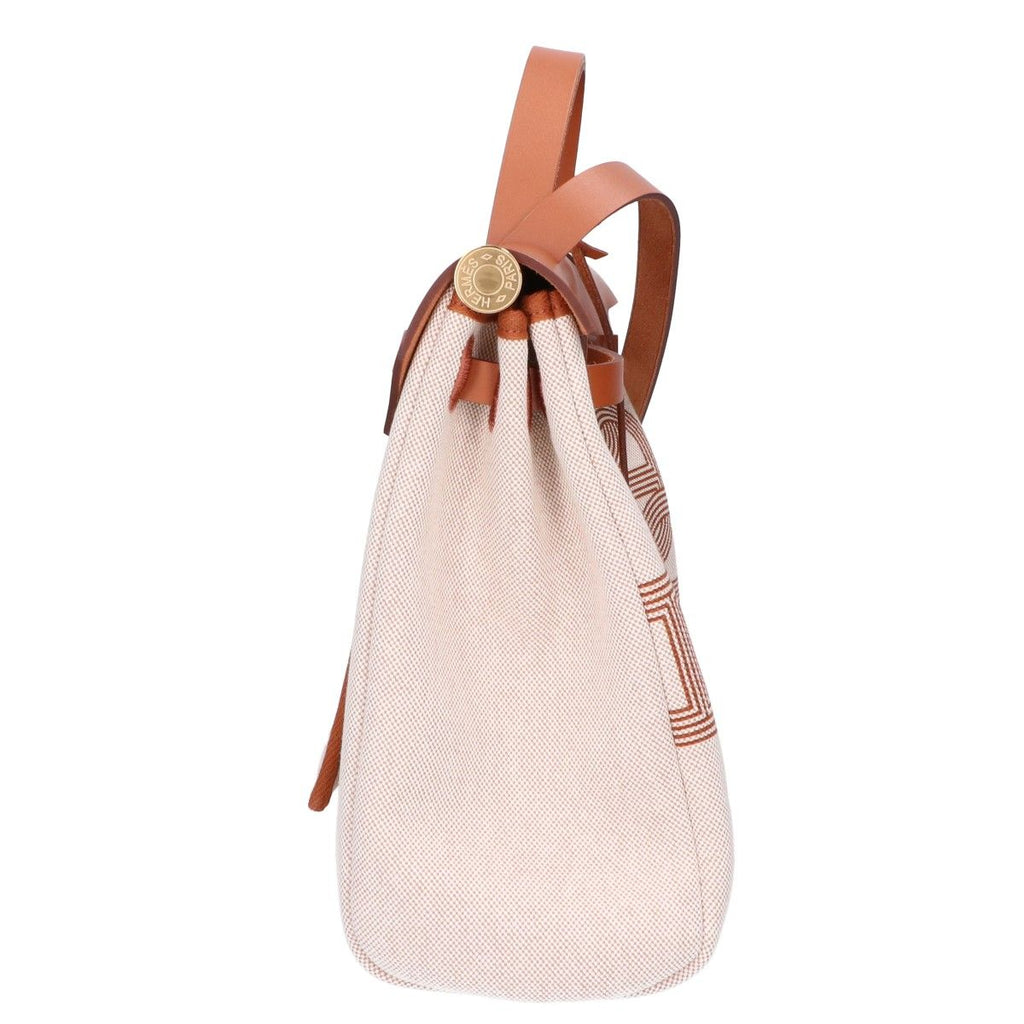 Hermes Herbag Zip PM le Tourne Chaine D'ancre Pattern Fauve Vache Hunter Toile — view 2