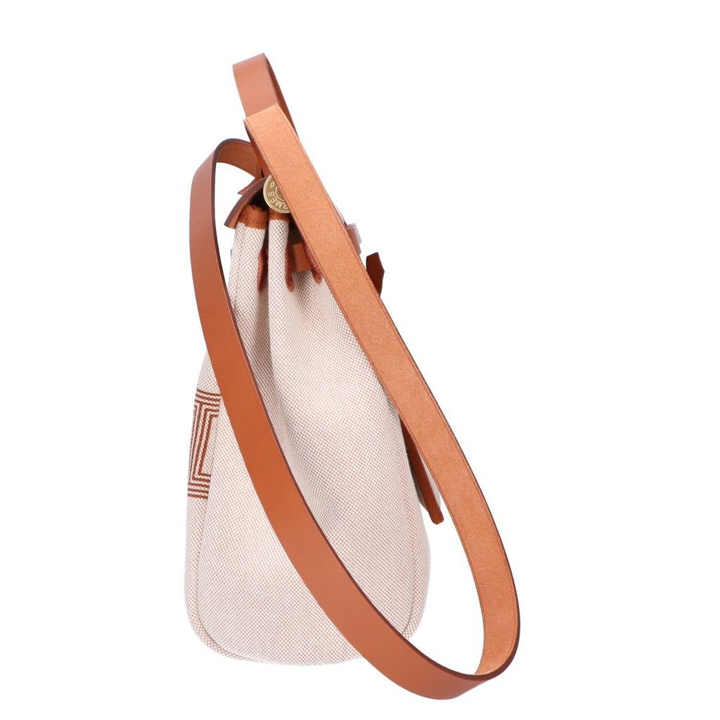 Hermes Herbag Zip PM le Tourne Chaine D'ancre Pattern Fauve Vache Hunter Toile — view 4