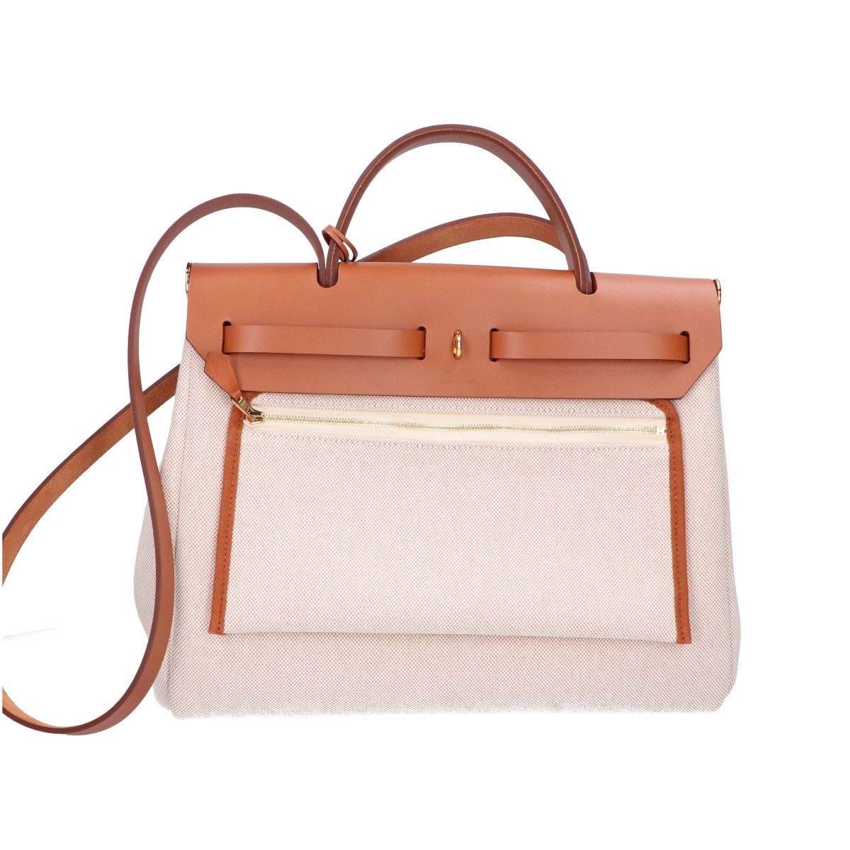 Hermes Herbag Zip PM le Tourne Chaine D'ancre Pattern Fauve Vache Hunter Toile — view 3