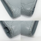 Dior Ten Caro Dahlia Wallet Bifold Cannage Blue Gold Logo Leather Compact — view 4