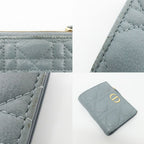 Dior Ten Caro Dahlia Wallet Bifold Cannage Blue Gold Logo Leather Compact — view 9